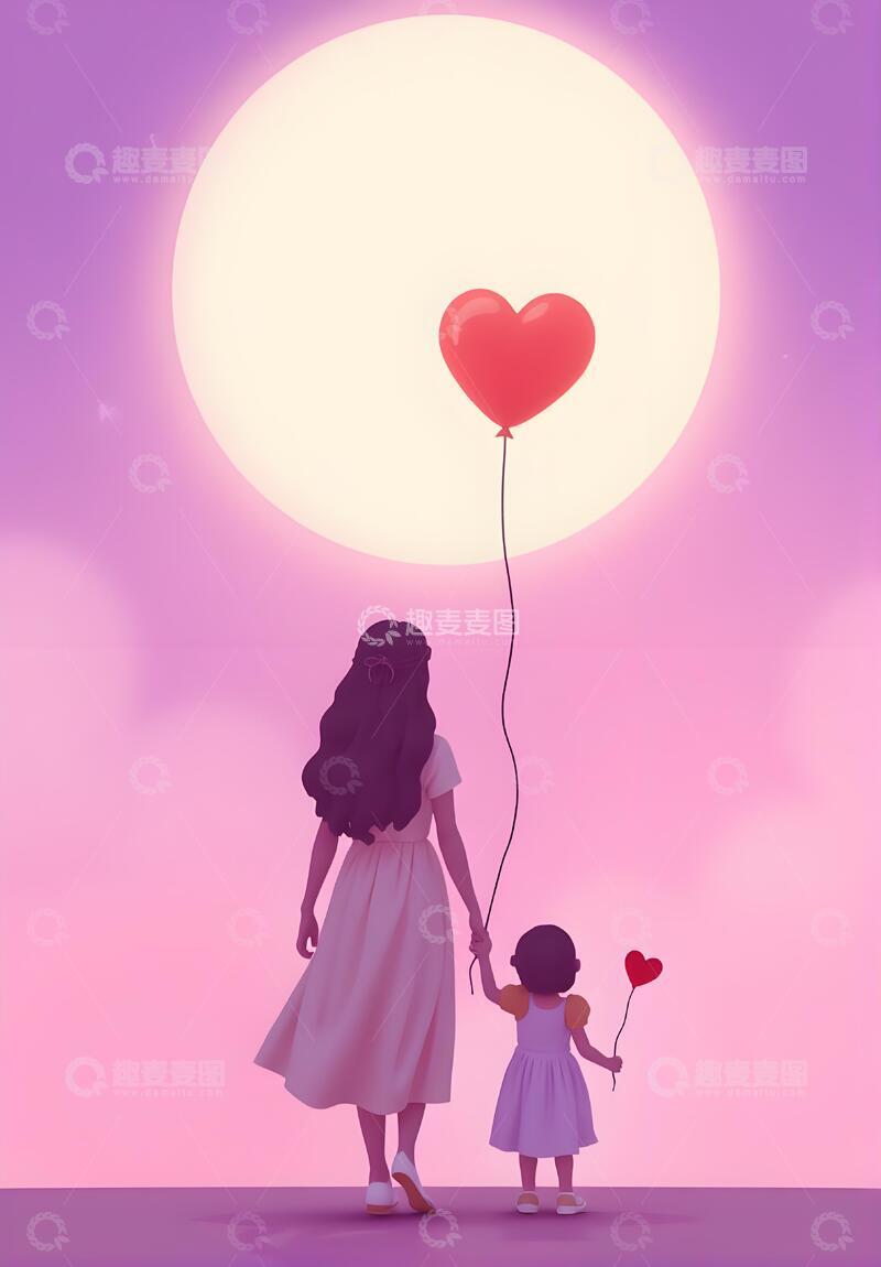 高清大图下载【趣麦麦图】母亲节节日海报插画3