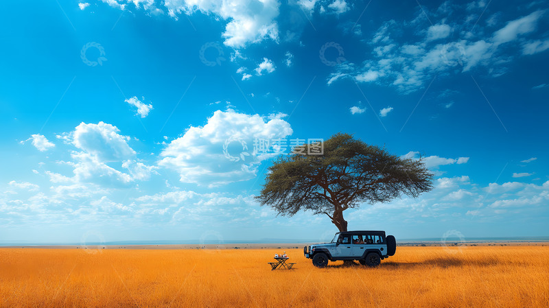 高清大图下载【趣麦麦图】非洲大草原上的越野车2