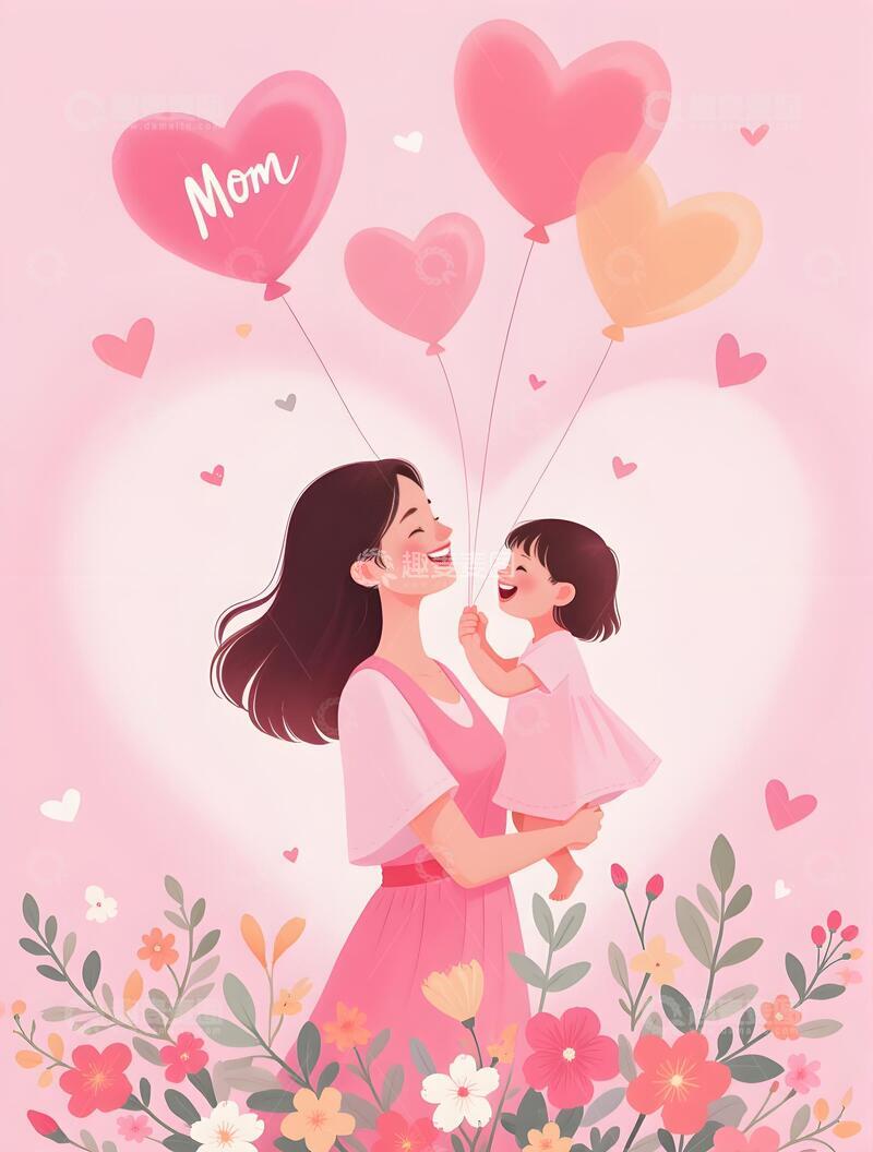 高清大图下载【趣麦麦图】母亲节节日海报插画11