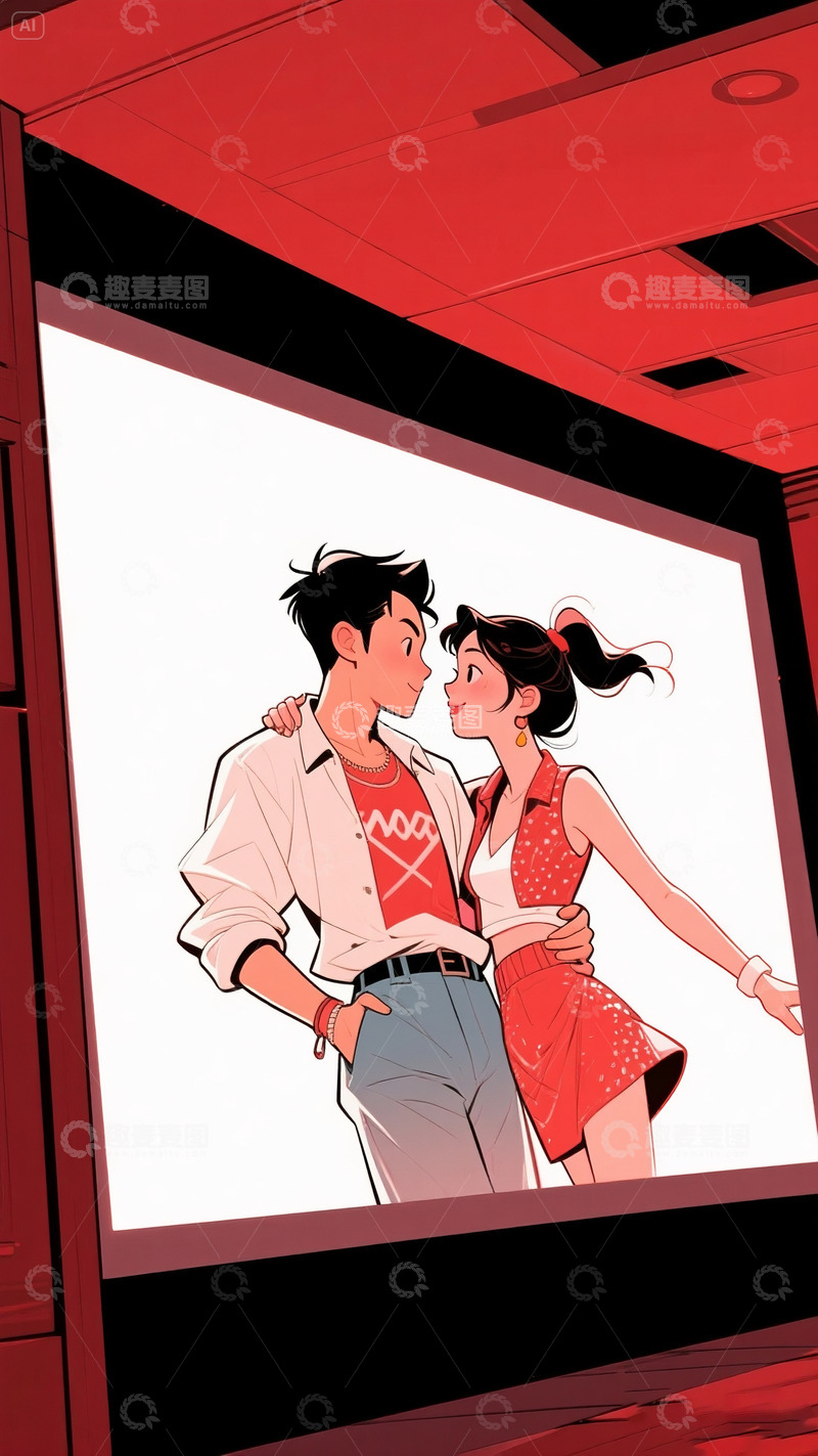 高清大图下载【趣麦麦图】情人节电影院