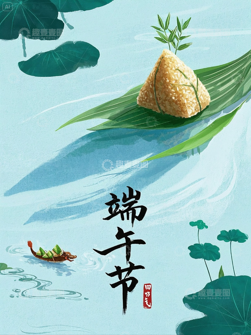 高清大图下载【趣麦麦图】端午节新中式海报1
