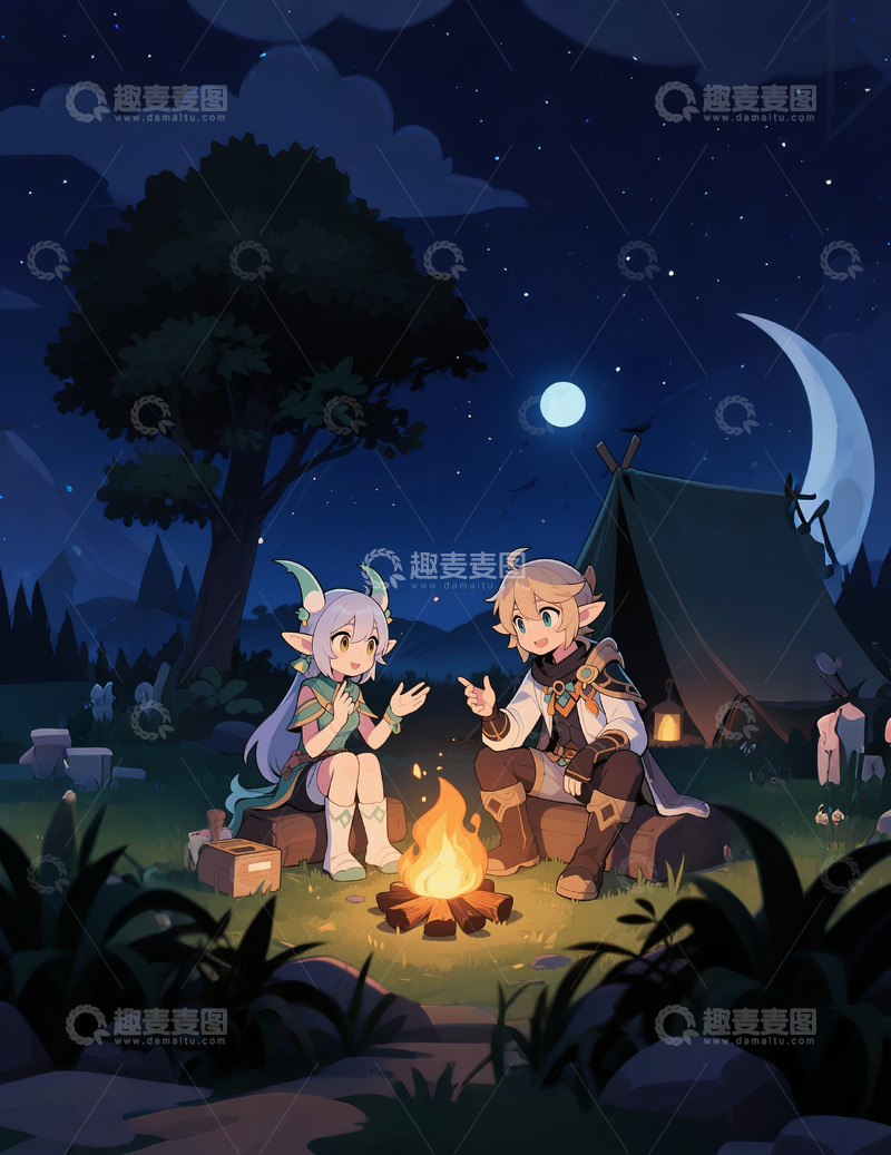 高清大图下载【趣麦麦图】精灵深夜讲故事场景2