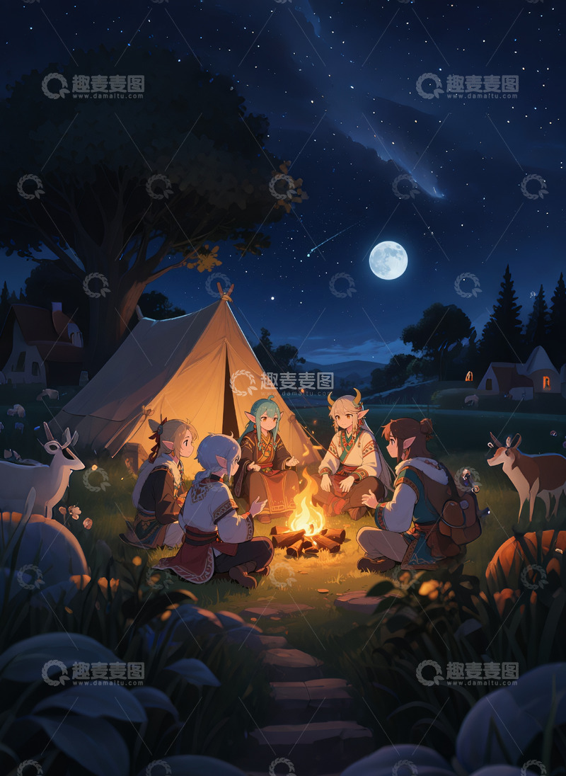 高清大图下载【趣麦麦图】精灵深夜讲故事场景3