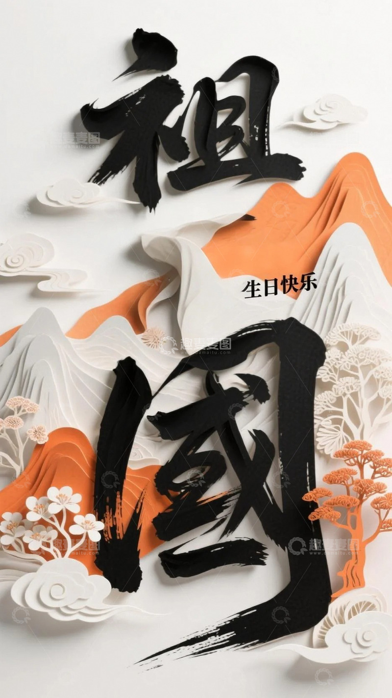 高清大图下载【趣麦麦图】祖国文字背景