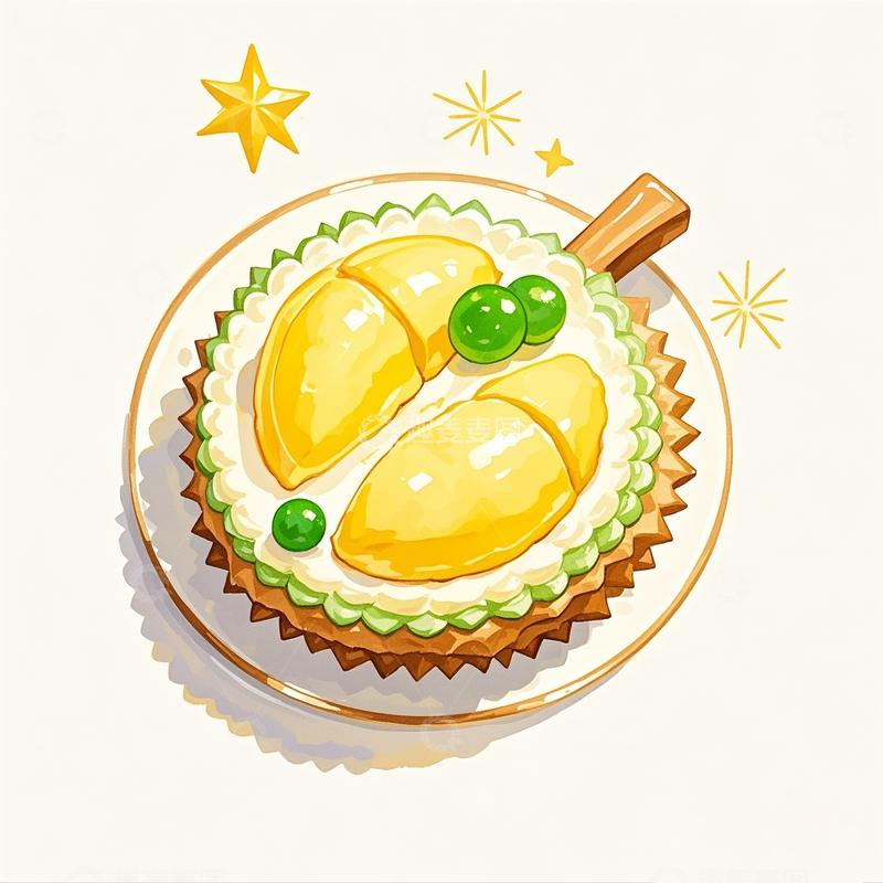 高清大图下载【趣麦麦图】卡通手绘榴莲素材