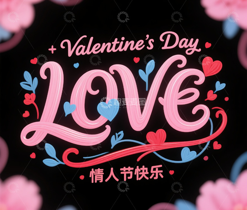 高清大图下载【趣麦麦图】情人节主题字2