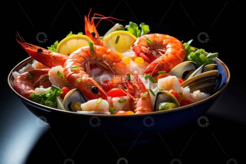 高清大图下载【趣麦麦图】一碗清蒸海鲜大虾扇贝