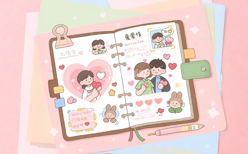 高清大图下载【趣麦麦图】恋爱手账