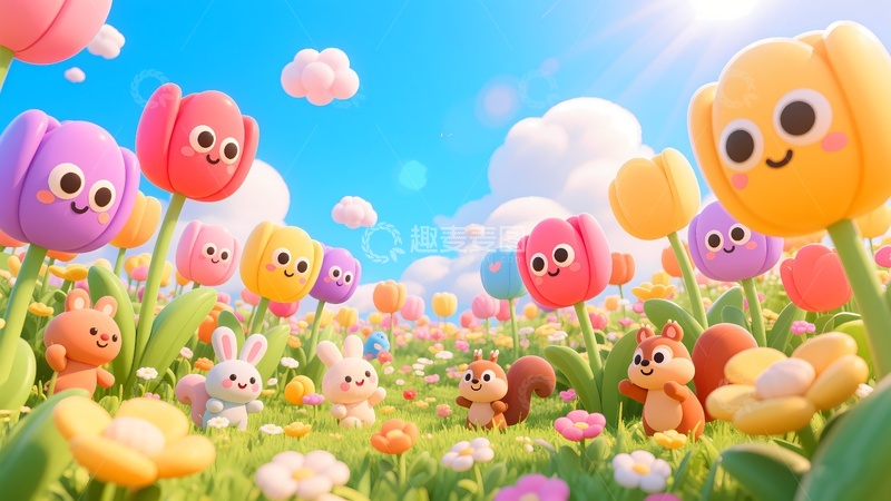 高清大图下载【趣麦麦图】郁金香墙画图片