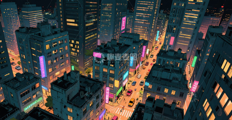 高清大图下载【趣麦麦图】城市建筑漫画1