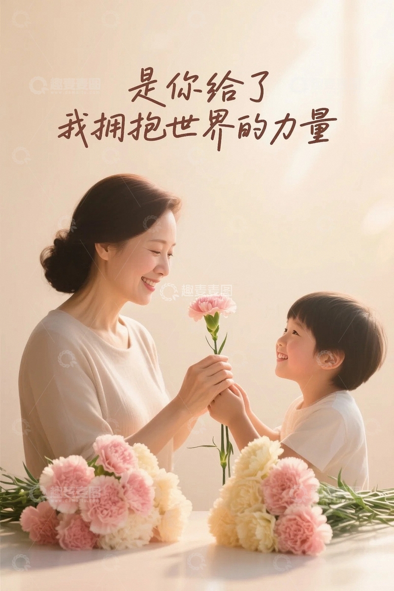 高清大图下载【趣麦麦图】母亲节康乃馨背景1