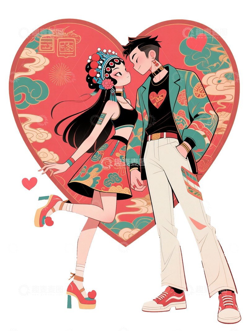 高清大图下载【趣麦麦图】卡通情侣免抠人物1