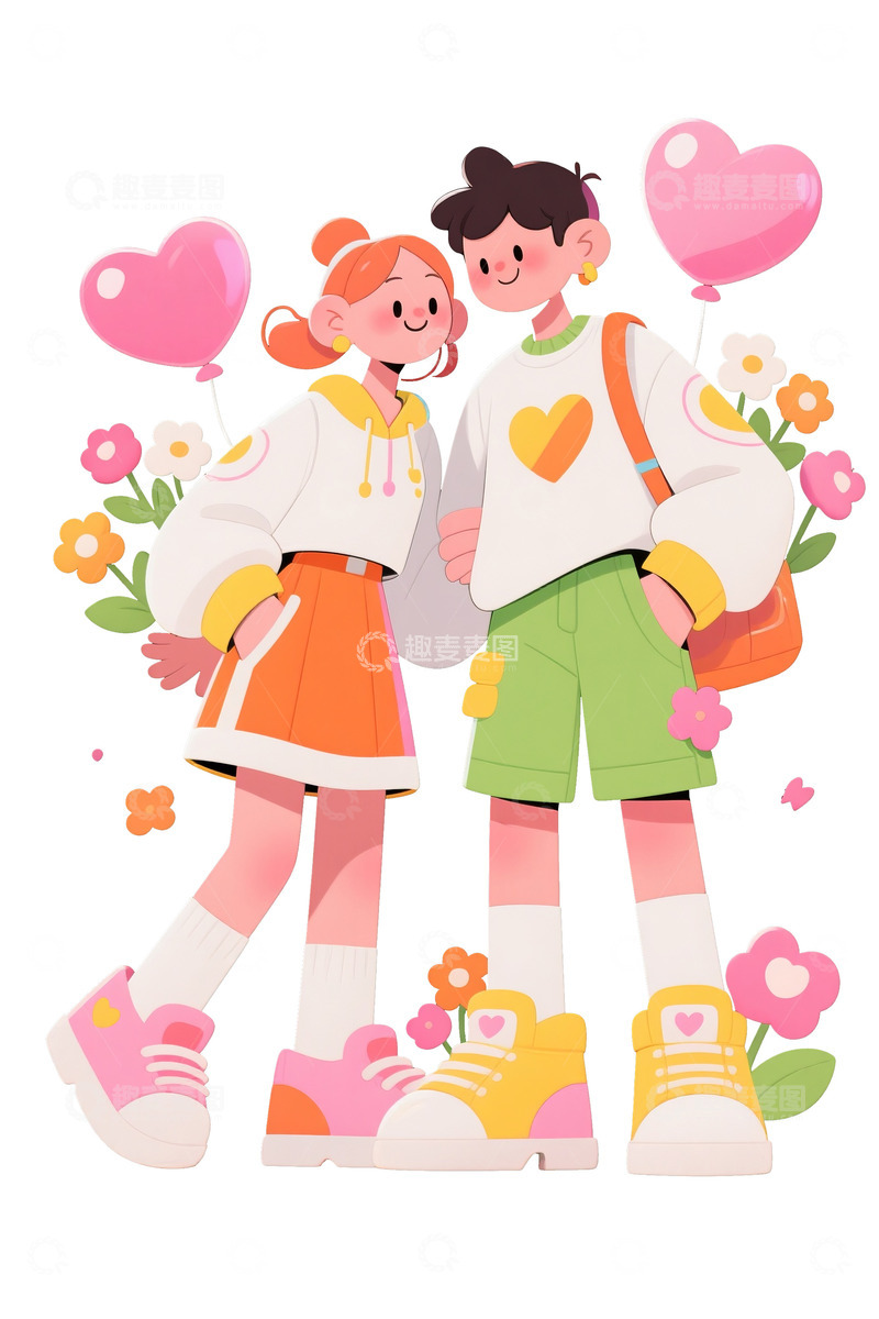 高清大图下载【趣麦麦图】卡通情侣免抠人物2