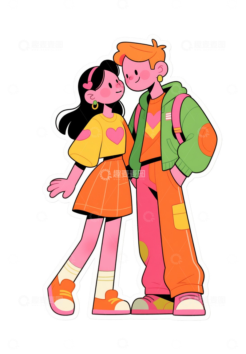 高清大图下载【趣麦麦图】漫画情侣人物免抠素材7