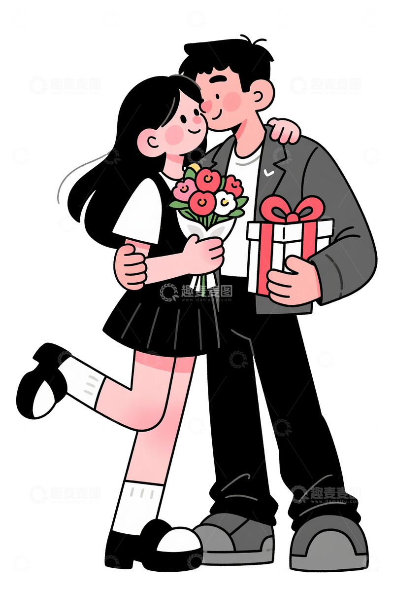 高清大图下载【趣麦麦图】漫画情侣人物免抠元素