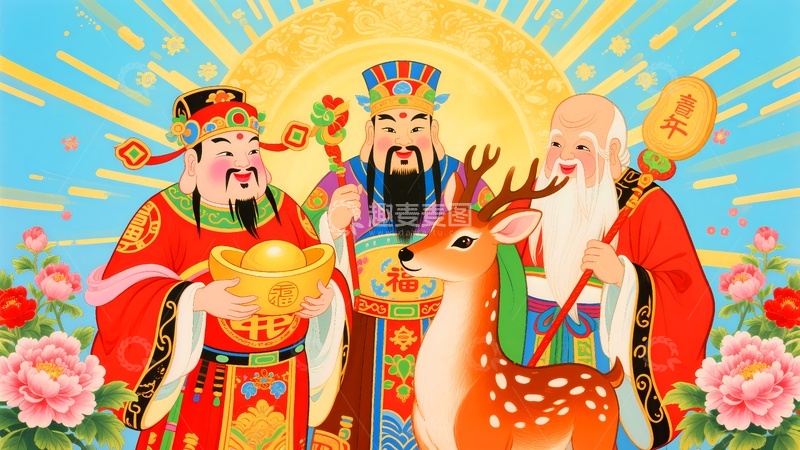 高清大图下载【趣麦麦图】福禄寿