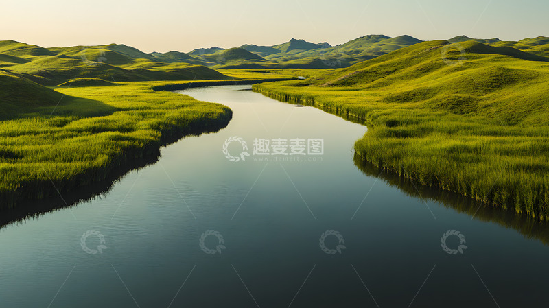 高清大图下载【趣麦麦图】绿色溪流河道2