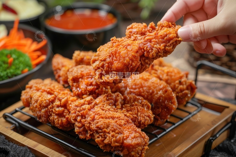 高清大图下载【趣麦麦图】手拿着一块炸鸡