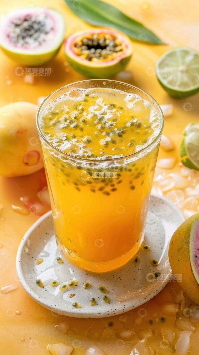 高清大图下载【趣麦麦图】鲜榨百香果果汁