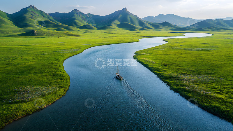 高清大图下载【趣麦麦图】绿色溪流河道