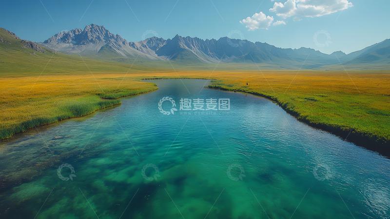 高清大图下载【趣麦麦图】秋日草原上的河流