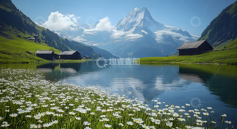 高清大图下载【趣麦麦图】雪山下的湖泊6