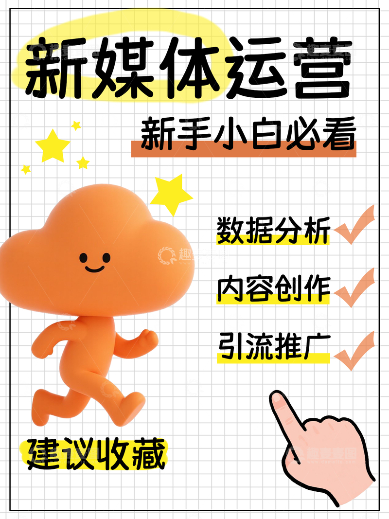 源文件下载【趣麦麦图】简约卡通新媒体运营交流分享小红书封面