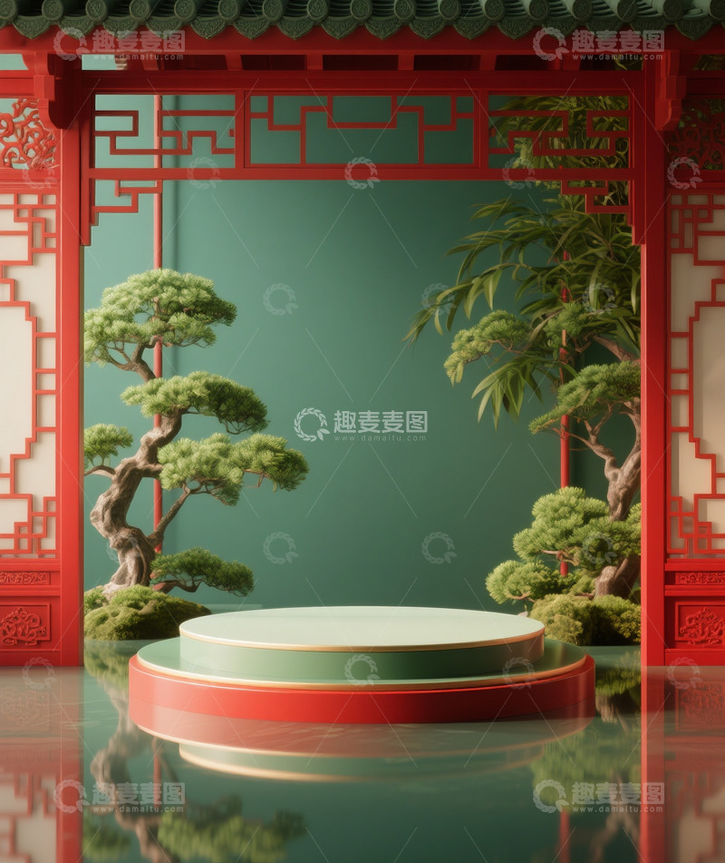 高清大图下载【趣麦麦图】电商展示台场景中式11