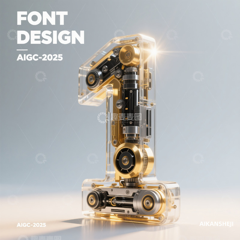 高清大图下载【趣麦麦图】金属玻璃透明机械齿轮立体数字