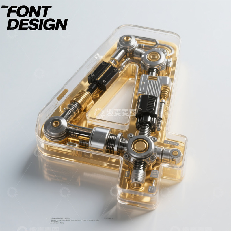 高清大图下载【趣麦麦图】金属玻璃透明机械齿轮立体数字字母11