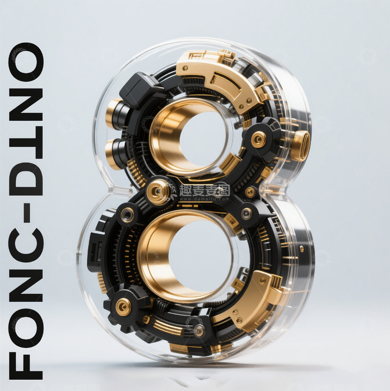 高清大图下载【趣麦麦图】金属玻璃透明机械齿轮立体数字15
