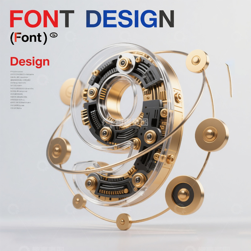 高清大图下载【趣麦麦图】金属玻璃透明机械齿轮立体数字13