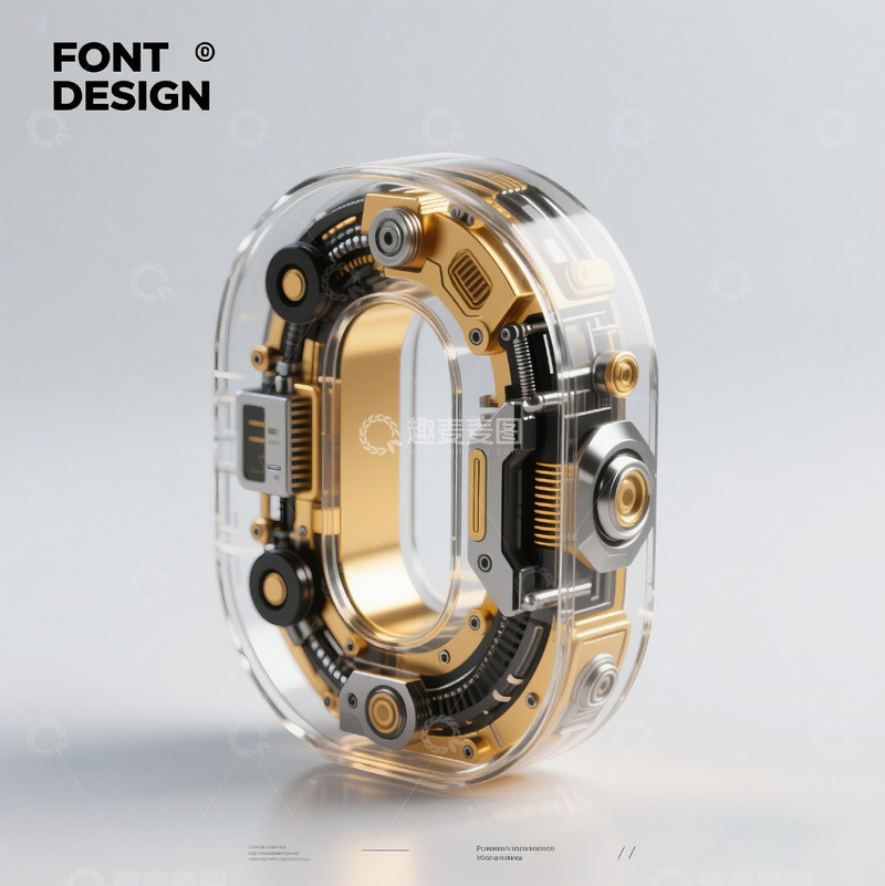 高清大图下载【趣麦麦图】金属玻璃透明机械齿轮立体数字17