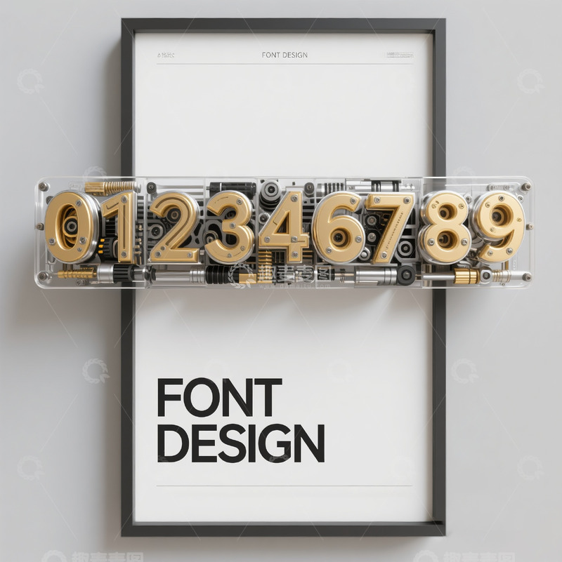 高清大图下载【趣麦麦图】金属玻璃透明机械齿轮立体数字11