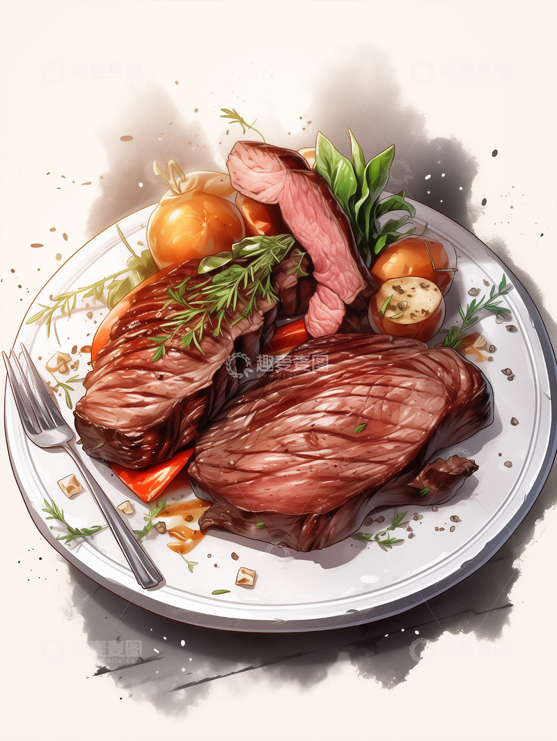 高清大图下载【趣麦麦图】美食篇&mdash;&mdash;牛排