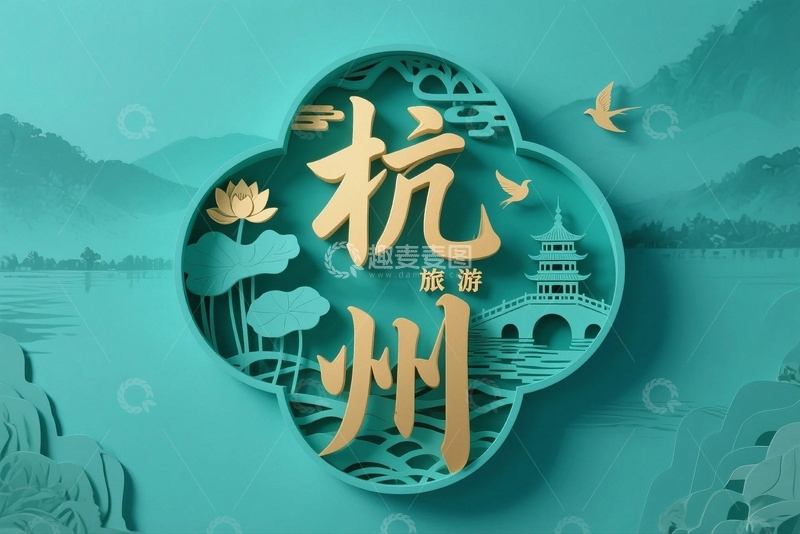 高清大图下载【趣麦麦图】杭州地标字体设计2