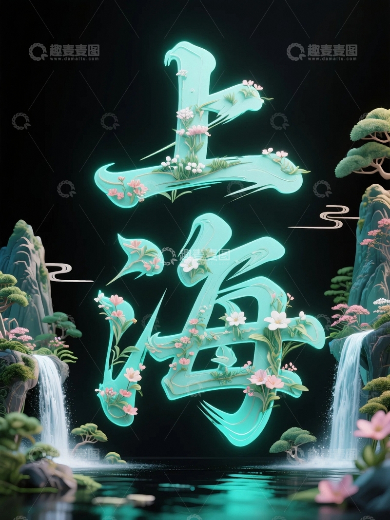 高清大图下载【趣麦麦图】上海地标字体设计