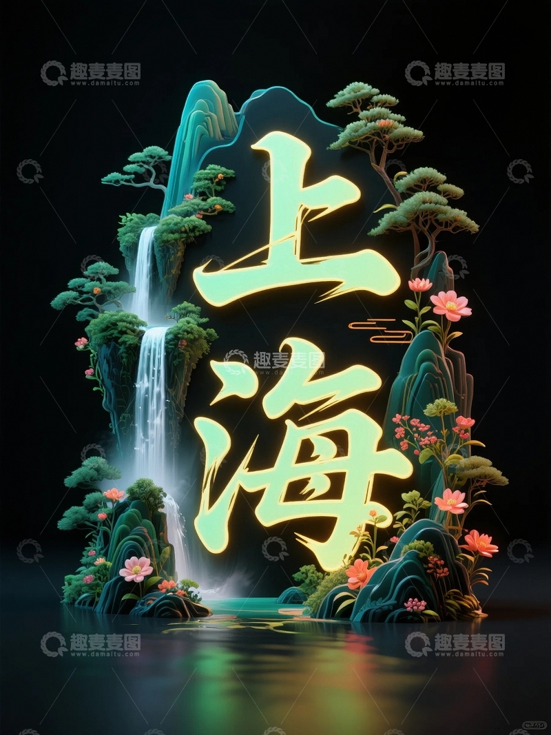 高清大图下载【趣麦麦图】上海地标字体设计2