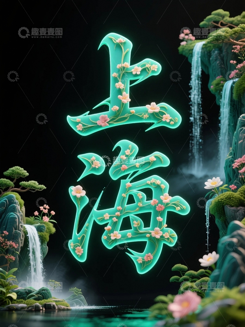 高清大图下载【趣麦麦图】上海地标字体设计1