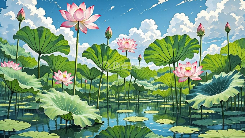 高清大图下载【趣麦麦图】夏日晴天荷塘