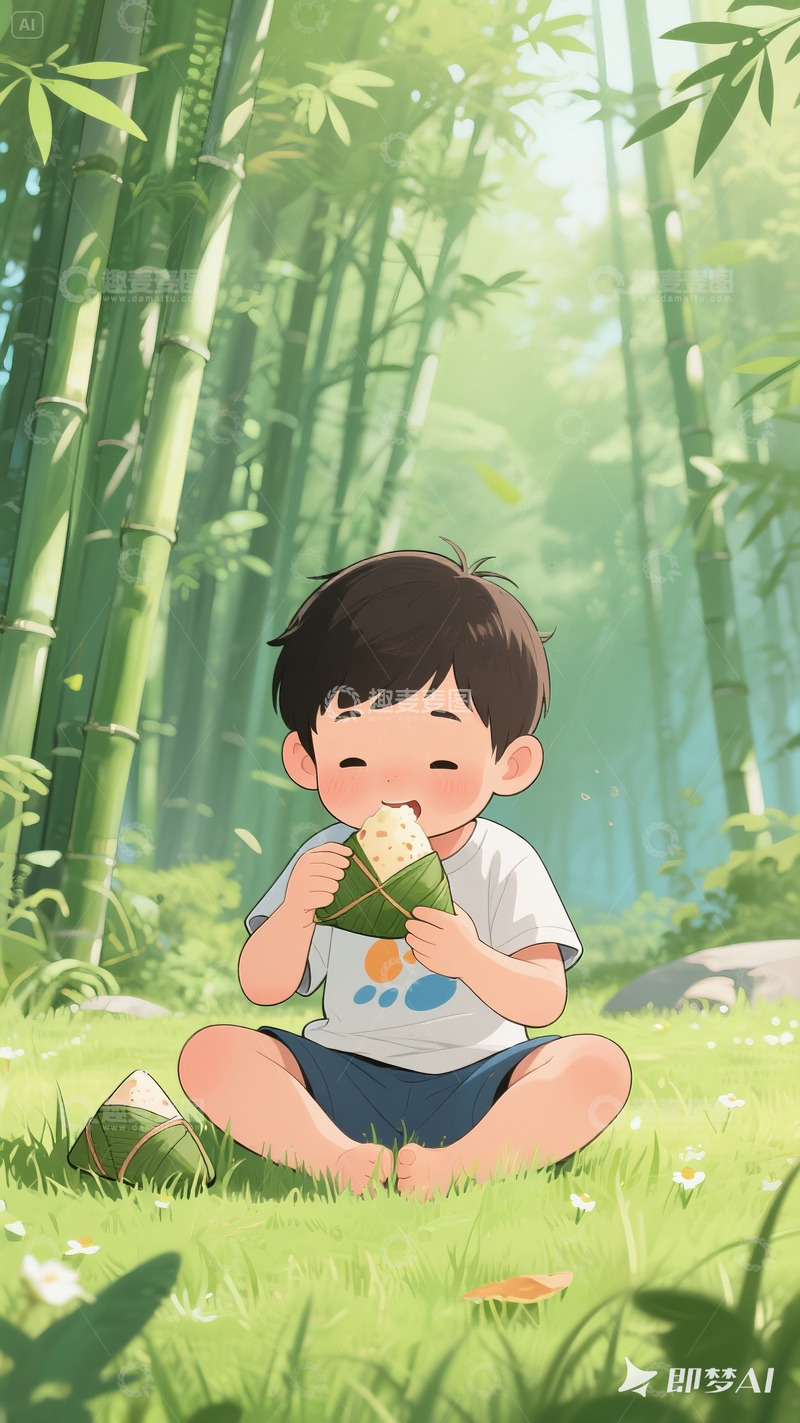 端午节吃粽子人物