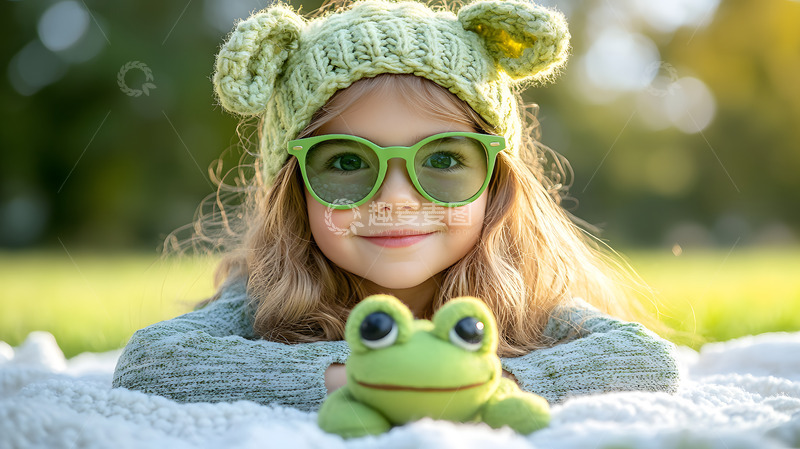 高清大图下载【趣麦麦图】戴墨镜的可爱小女孩