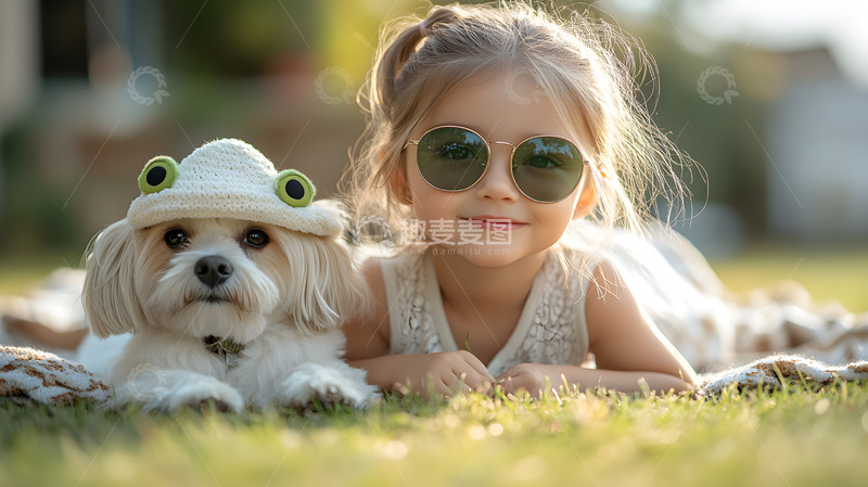 高清大图下载【趣麦麦图】戴墨镜的可爱小女孩2