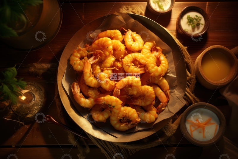 高清大图下载【趣麦麦图】一盘油炸大虾1