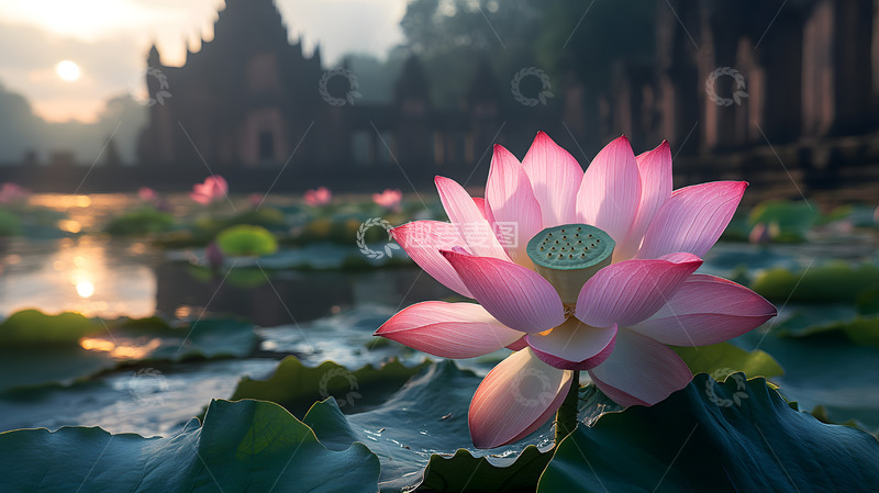 高清大图下载【趣麦麦图】阳光下的荷塘荷花2