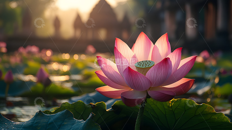 高清大图下载【趣麦麦图】阳光下的荷塘荷花3