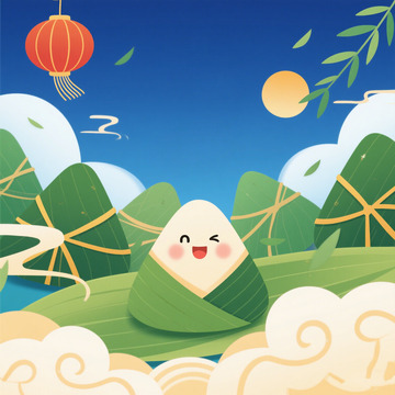 可爱粽子,端午背景