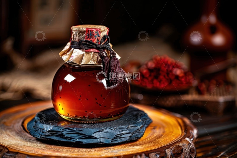 高清大图下载【趣麦麦图】玻璃瓶内的清酒