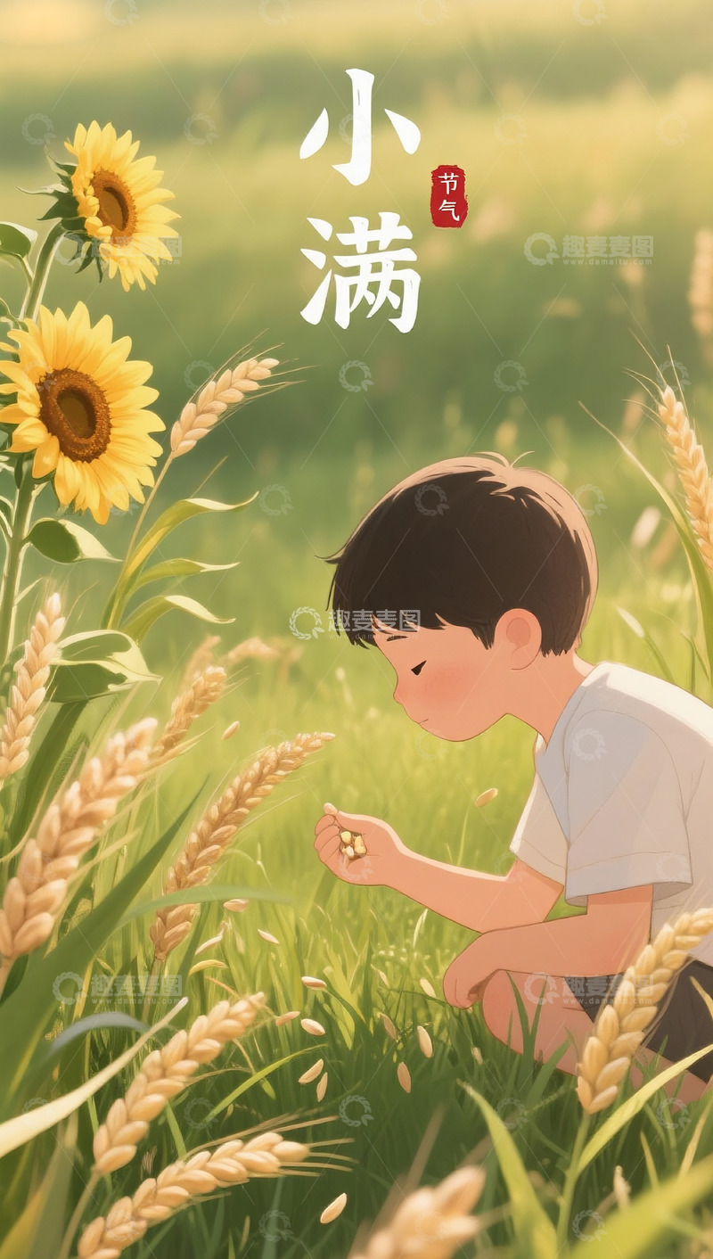 高清大图下载【趣麦麦图】向日葵小满海报