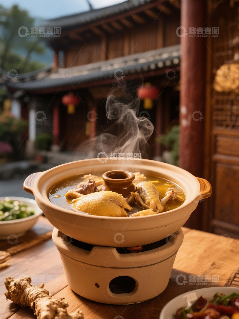 高清大图下载【趣麦麦图】云南美食土锅鸡